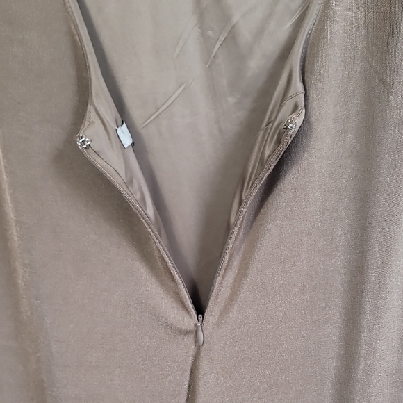 Jason Wu Engracia Plunge Long Sleeve Midi Dress Size L Tan Formal Low Back Bodyc - Picture 7 of 16